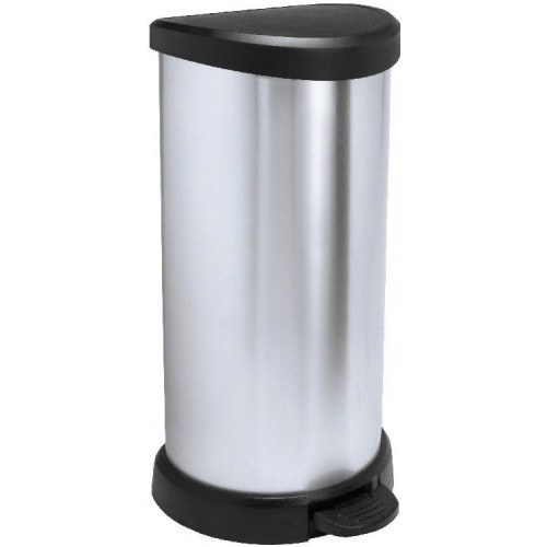 CURVER DECO BIN 40L Poubelle a pédale 30,9 x 34,9 x 69,7 cm argenté/noir 02150-582