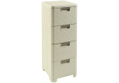 CURVER STYLE 4x14L Tour a tiroirs rotin 33 x 38 x 79 cm creme 06605-885