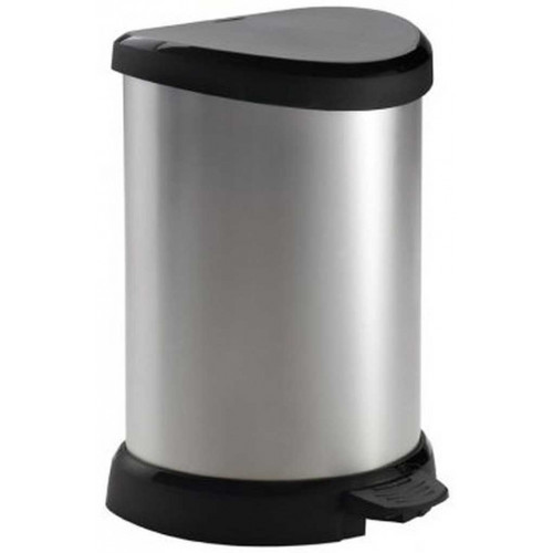 CURVER DECO BIN 15L Poubelle a pédale 30,3 x 26,8 x 44,8 cm argenté/noir 02120-582