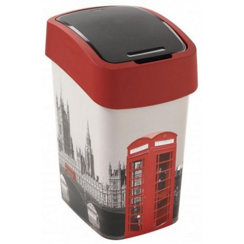 CURVER FLIP BIN LONDON 25L Poubelle 47 x 26 x 34 cm gris/rouge 02171-L11