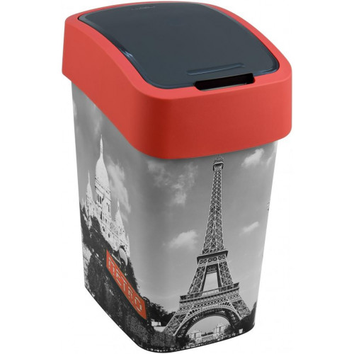 CURVER FLIP BIN PARIS 25L Poubelle 47 x 26 x 34 cm gris/rouge 02171-P67