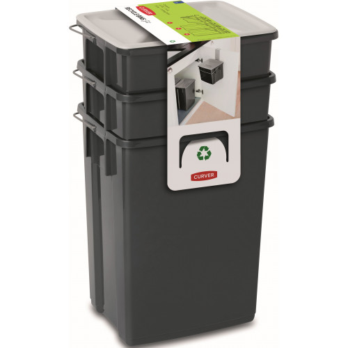 CURVER BIOBOX 2x10L+6L Ensemble de paniers de tri noir 08993-840