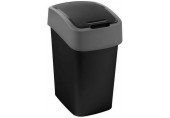CURVER FLIP BIN 10L Poubelle 35 x 18,9 x 23,5 cm noir/argenté 02170-Y09