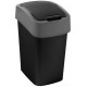 CURVER FLIP BIN 10L Poubelle 35 x 18,9 x 23,5 cm noir/argenté 02170-Y09