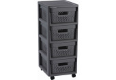 CURVER INFINITY 4x11L Meuble a 4 tiroirs 36x29,5x65cm, motif a pois,gris foncé 04356-G43