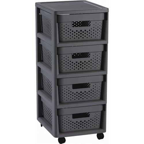 CURVER INFINITY 4x11L Meuble a 4 tiroirs 36x29,5x65cm, motif a pois,gris foncé 04356-G43 CURVER INFINITY 4x11L Meuble a 4 tiroirs 36x29,5x65cm, motif a pois,gris foncé 04356-G43