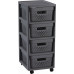 CURVER INFINITY 4x11L Meuble a 4 tiroirs 36x29,5x65cm, motif a pois,gris foncé 04356-G43