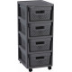 CURVER INFINITY 4x11L Meuble a 4 tiroirs 36x29,5x65cm, motif a pois,gris foncé 04356-G43