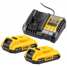 DeWALT XR 18 V Pack: 2 batteries 2,0 Ah+chargeur rapide DCB1104D2-QW