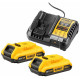 DeWALT XR 18 V Pack: 2 batteries 2,0 Ah+chargeur rapide DCB1104D2-QW