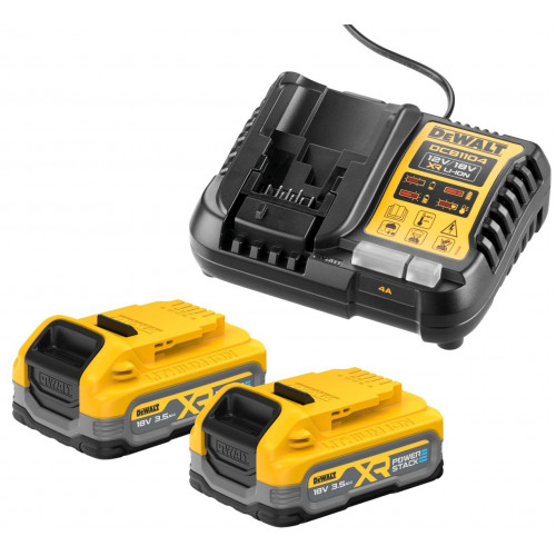 DeWALT DCB1104S2-QW PowerStack Kit de batteries (18V/2x3,5Ah) + chargeur