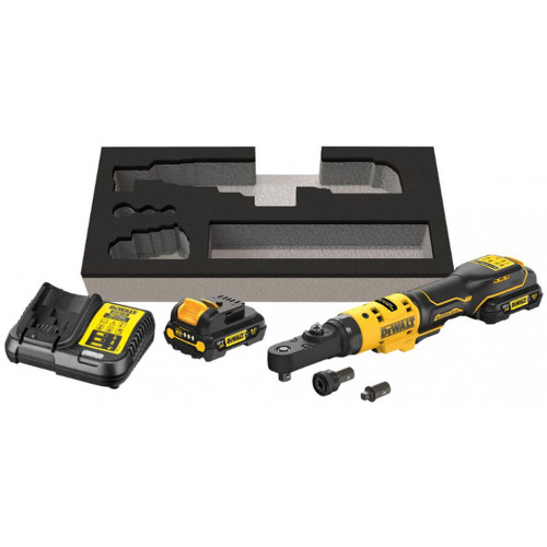 DeWALT DCF500L2G Clé a cliquet sans fil 1/4''+ 3/8” (12V/2x3,0Ah)