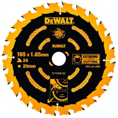 DeWALT DT10624-QZ Lame de scie circulaire sans fil Extreme, 165x20mm, 24 dents