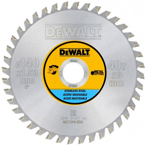 DeWALT DT1918 Zaagblad 140x20mm 40T Inox (droog)