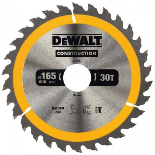 DeWALT DT1937 Lame de scie circulaire, 165/30 mm, 30 dents