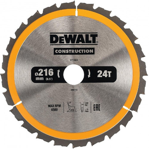 DeWALT DT1952 Lame de scie circulaire 216 x 30 mm 24T