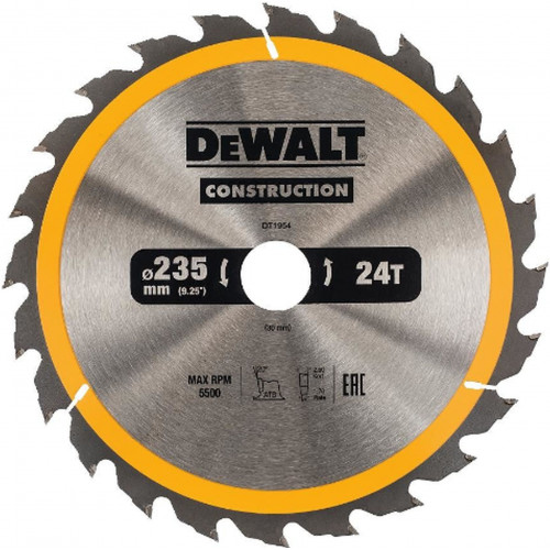 DeWALT DT1954 Lame de scie circulaire, 235x30 mm, 24 dents