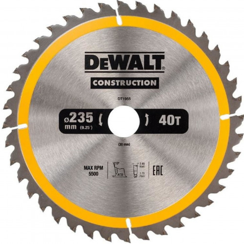 DeWALT DT1955 Lame de scie circulaire, stationnaire, 235/30 mm, 40 dents