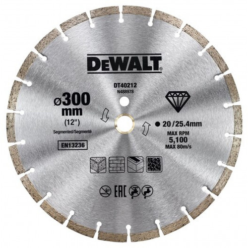 DeWALT DT40212 Disque a tronçonner diamant 300 x 25,4 mm, Eco 1 Universal