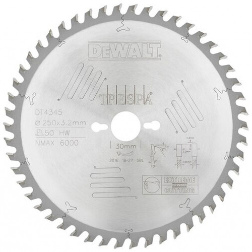DeWALT DT4345 Lame de scie CZB 250 x 30 Trespa