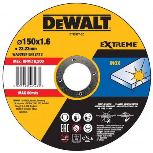 DeWALT DT43907 Disque a tronçonner pour acier inoxydable 150 x 22,2 mm