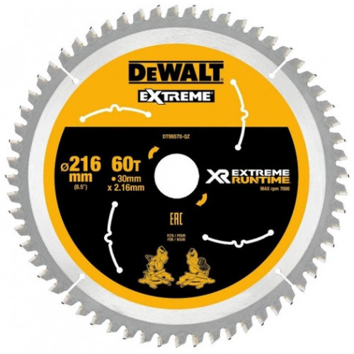 DeWALT DT99570 Lame de scie circulaire XR 216 x 30 mm 60T CSB