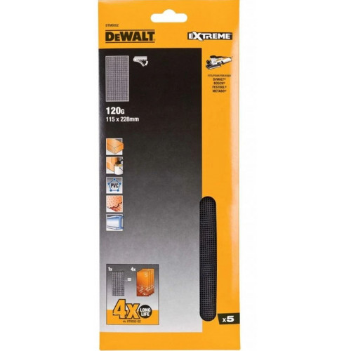 DeWALT DTM8552 Feuilles abrasives 115x228 mm K120, 5 pieces