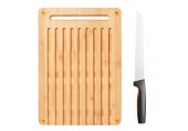 Fiskars Planche a pain et couteau a pain en bambou 1057551