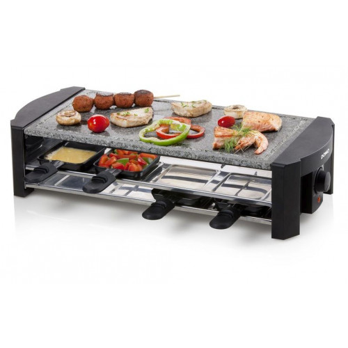 DOMO Raclette gril Pierre a griller 8 poelons, 1300W DO9186G