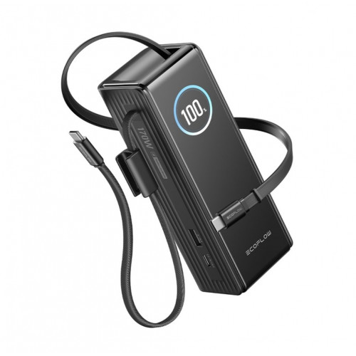EcoFlow RAPID Powerbank (25 000 mAh, 170 W) 2×100 W câble USB-C intégré – Noir