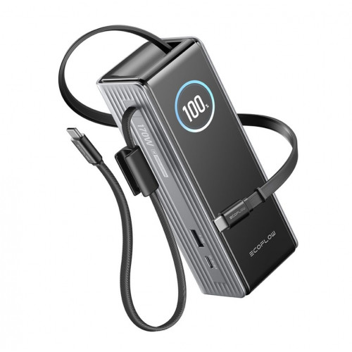 EcoFlow RAPID Powerbank (25 000 mAh, 170 W) 2×100 W câble USB-C intégré – Argent