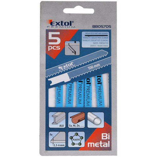 EXTOL PREMIUM lame de scie sauteuse, Universal, 106 × 1,8 mm, 5 pcs 8805705