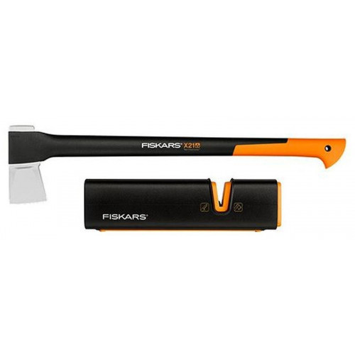 Fiskars Hache a fendre X21 + Xsharp Aiguiseur de haches et de couteaux 1019333