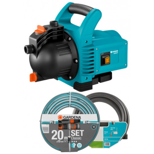 GARDENA 3000/4 Classic Kit de pompe d'arrosage de surface 3000/4 + tuyaux 1717-20