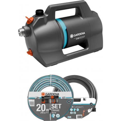 GARDENA Silent 4200 Kit Pompe d'arrosage de surface + tuyau 9055-61