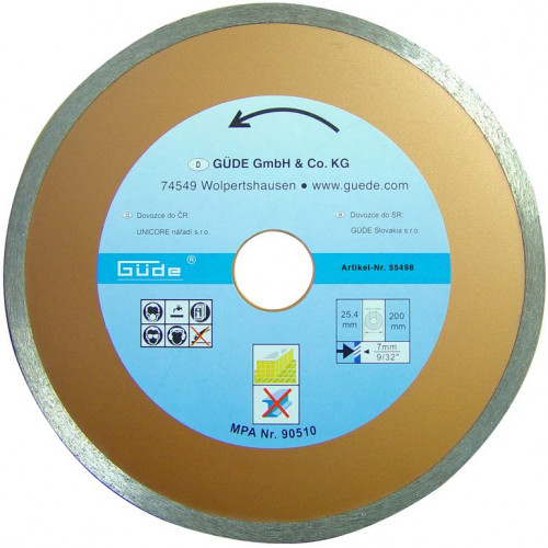 GÜDE Disque diamant 200 mm - Pour scie coupe carreaux 55374