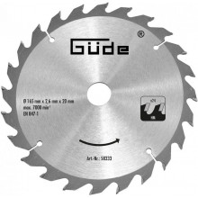 GÜDE Lame de scie a bois HM 165 x 20 x 1,5 - 24z 58333