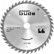 GÜDE Lame de scie carbure - 165 x 20 mm - 48 dents pour scie G58232 58334