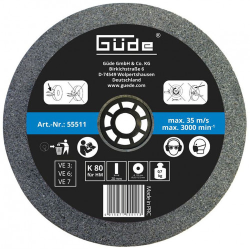 GÜDE Meule abrasive G80 pour touret G55223 - G55271 - G55235- 150 x 20 mm 55511