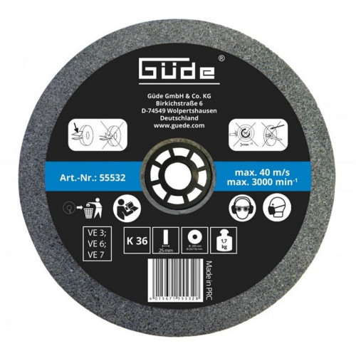 GÜDE Meule abrasive pour touret G55272 et G55237 - 200 x 25 mm - grain 36 55532 GÜDE Meule abrasive pour touret G55272 et G55237 - 200 x 25 mm - grain 36 55532