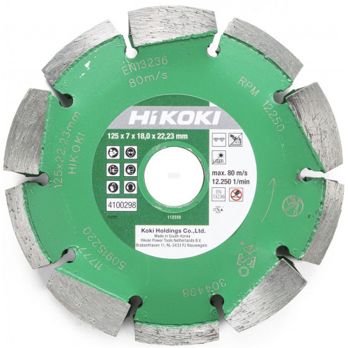 HiKOKI 4100298 Disque diamanté de rainurage et fraisage 125x22,2x7mm, double rangée