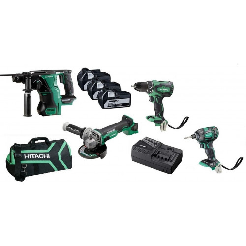 HiKOKI KC18DG4LWDZ Pack combiné avec 4 machines 18V 3 x 5,0Ah batteries et chargeur dans l