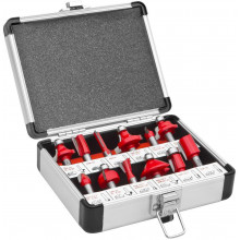 Holzmann Jeu de 12 fraises a défoncer dans un coffret en aluminium OFS12