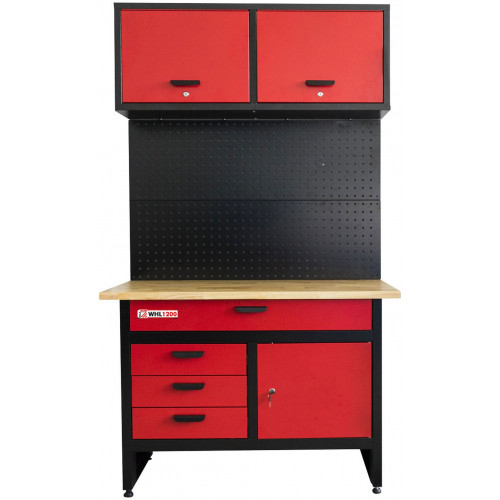 Holzmann Etabli avec armoire murale et panneau pour crochets (300kg/1200x600mm) WHL1200