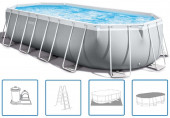 INTEX Prism Frame Oval Premium Pools Piscine 610 x 305 x 122 cm avec filtration 26798NP