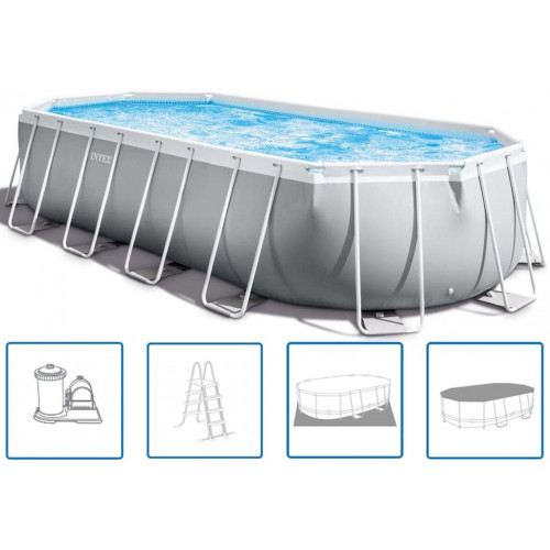 INTEX Prism Frame Oval Premium Pools Piscine 610 x 305 x 122 cm avec filtration 26798NP