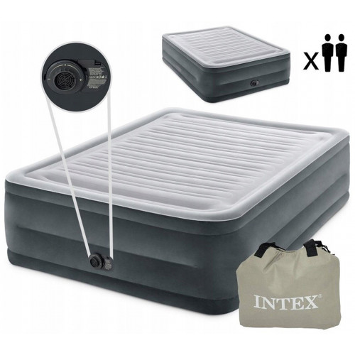 INTEX Queen Comfort Lit Gonflable en Peluche avec Fibre Tech 152X203X56cm 64418ND