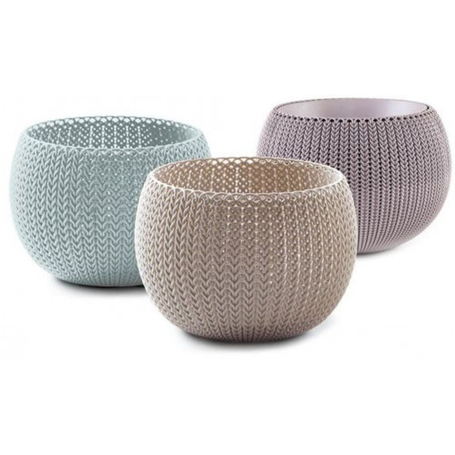 KETER COZIES TRIO Pots de fleurs 3pcs, 15,5 x 15,5 x 10,5 cm, violet, bleu, gris 17202587