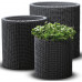 KETER S+M+L CYLINDER Ensembles de pots, trois pots, rotin, anthracite 17197934