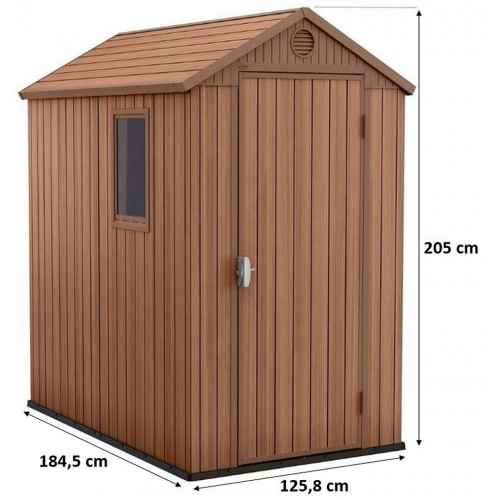 KETER DARWIN 4 x 6 Abri de jardin, 125,8 x 184,5 x 205 cm, marron 17209417